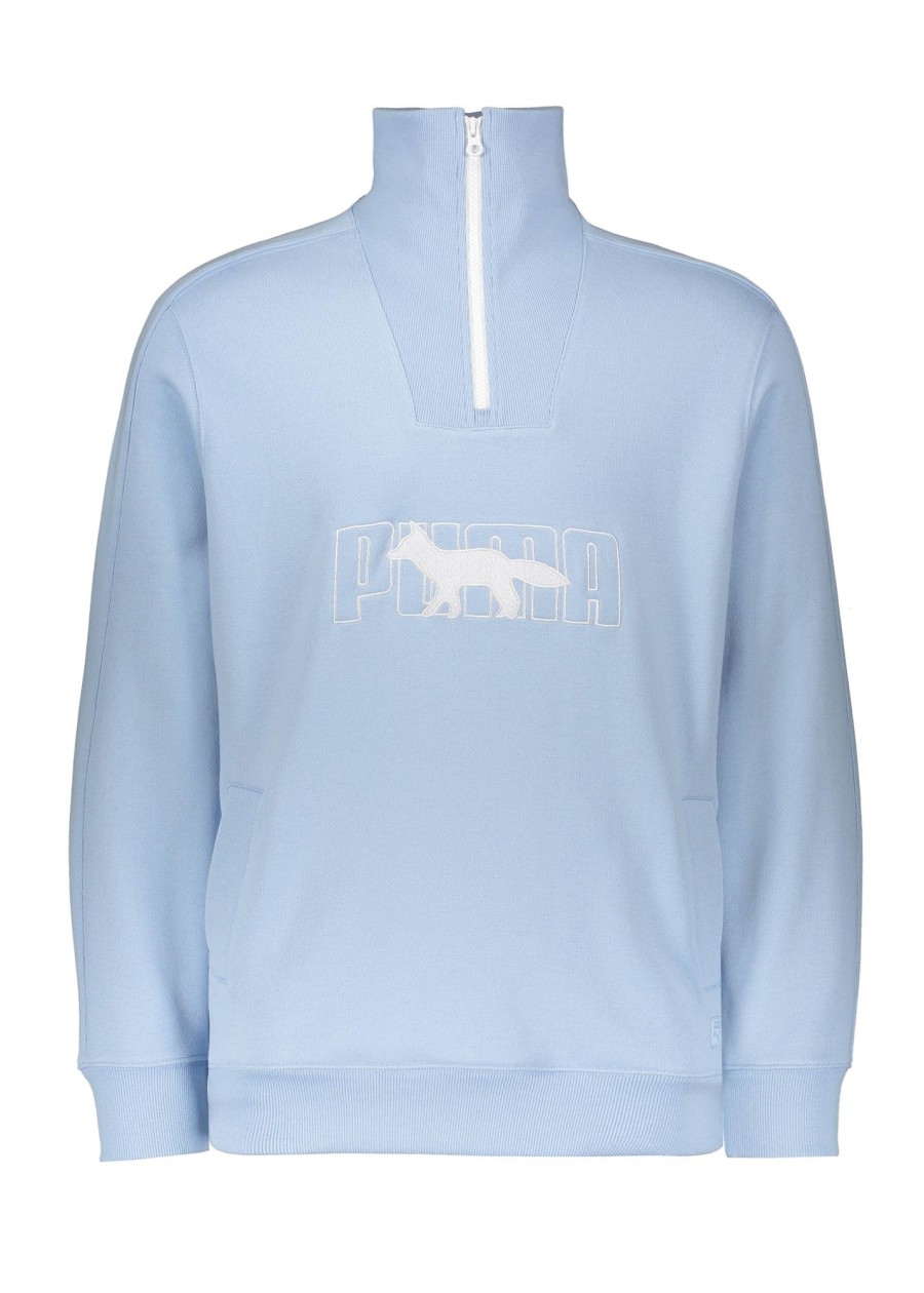 Clothing Puma | Puma X Maison Kitsune Half Zip Sweatshirt-Blue