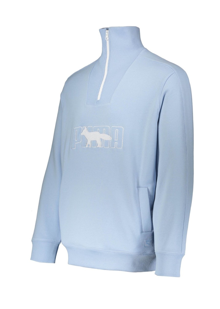 Clothing Puma | Puma X Maison Kitsune Half Zip Sweatshirt-Blue