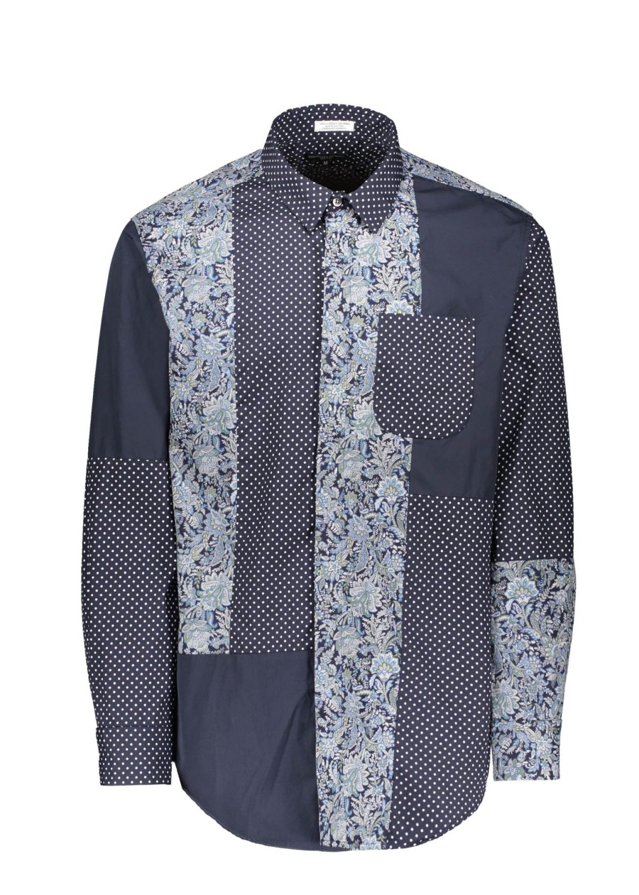 Clothing Engineered Garments | Cotton Big Polka Dot Shirt-Navy