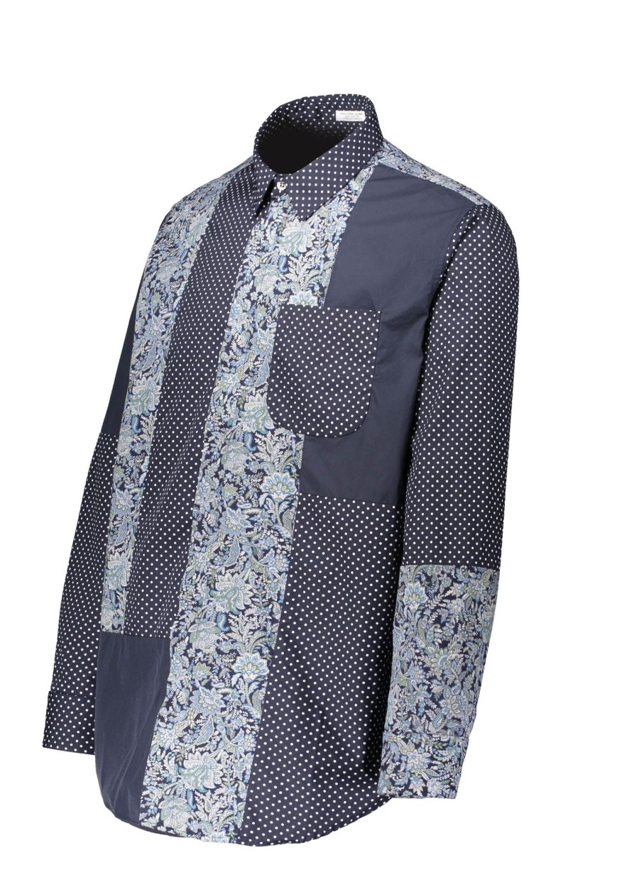 Clothing Engineered Garments | Cotton Big Polka Dot Shirt-Navy