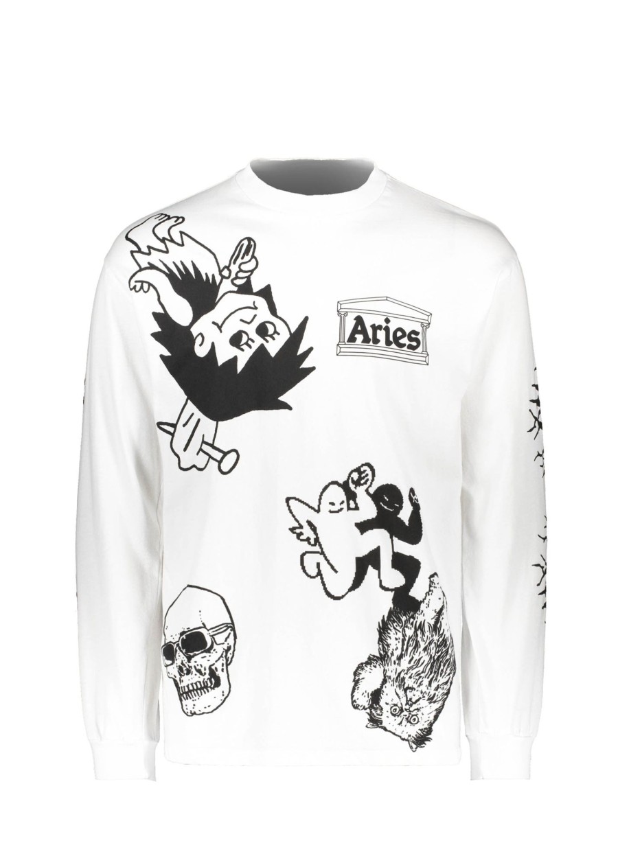 Clothing Aries | Aries Graphic Mashup Long Sleeve T-Shirt-White