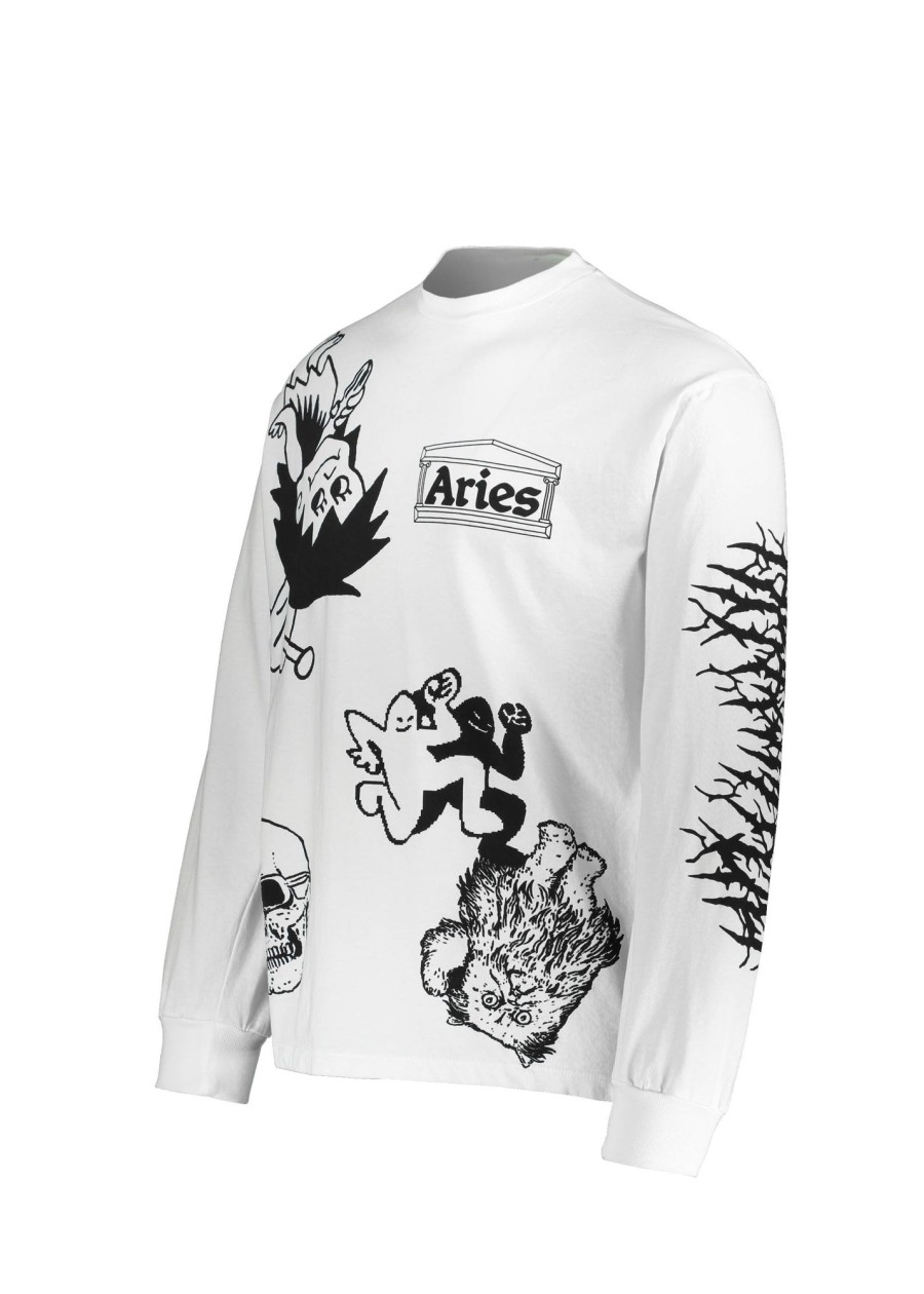 Clothing Aries | Aries Graphic Mashup Long Sleeve T-Shirt-White