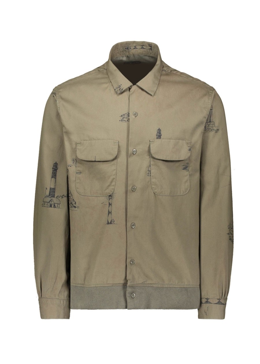 Clothing Engineered Garments | Printed Sand Twill Shirt-Olive