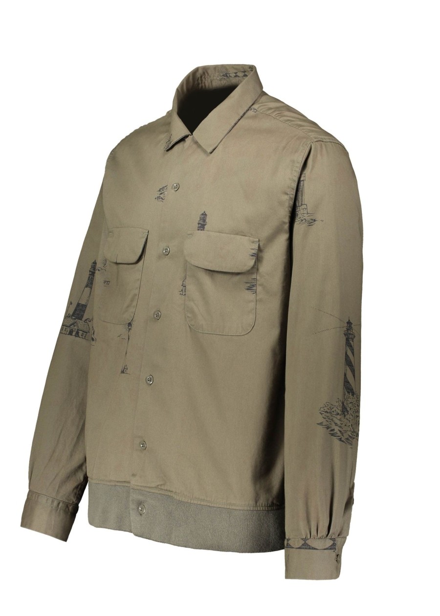 Clothing Engineered Garments | Printed Sand Twill Shirt-Olive