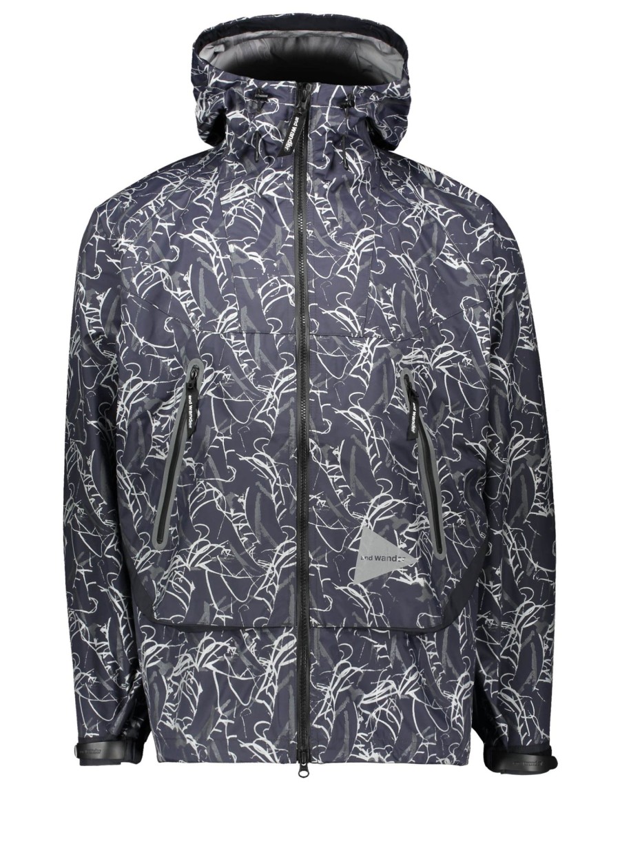 Clothing And Wander | And Wander Reflective Printed Rain Jacket-Charcoal