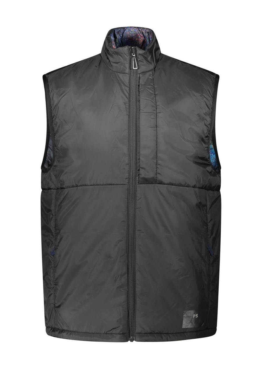 Clothing Paul Smith | Paul Smith Wadded Reversible Gilet Vest-Black/Oil