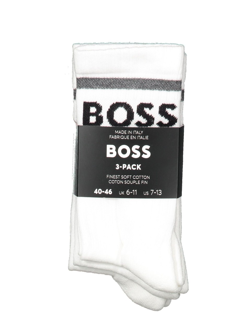 Accessories Boss | Boss 3 Pack Rib Sock 100 Colour-White