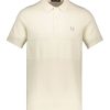 Clothing Fred Perry | Fred Perry Tonal Panel Knitted Shirt-Ecru