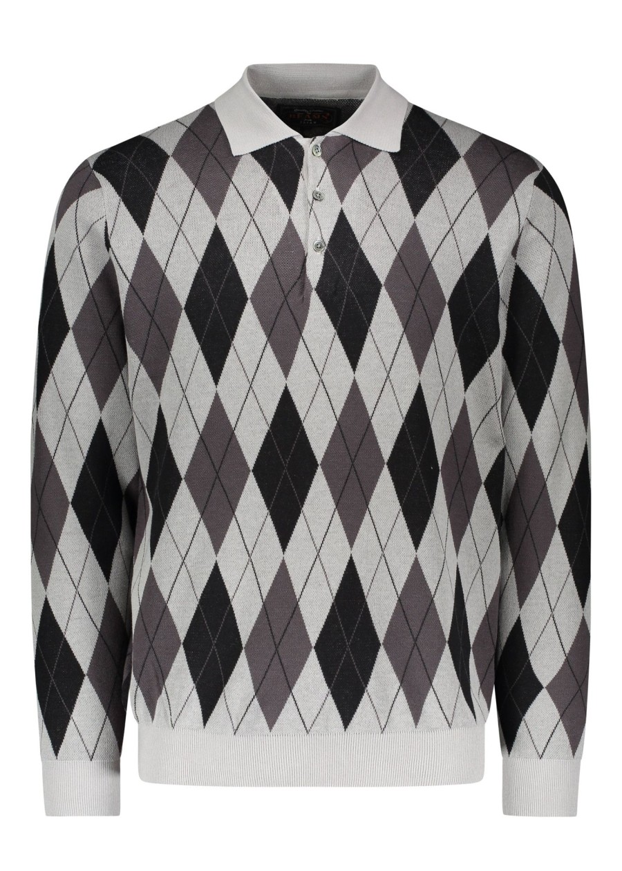 Clothing Beams Plus | Beams Plus Argyle Knit Polo Shirt-Black