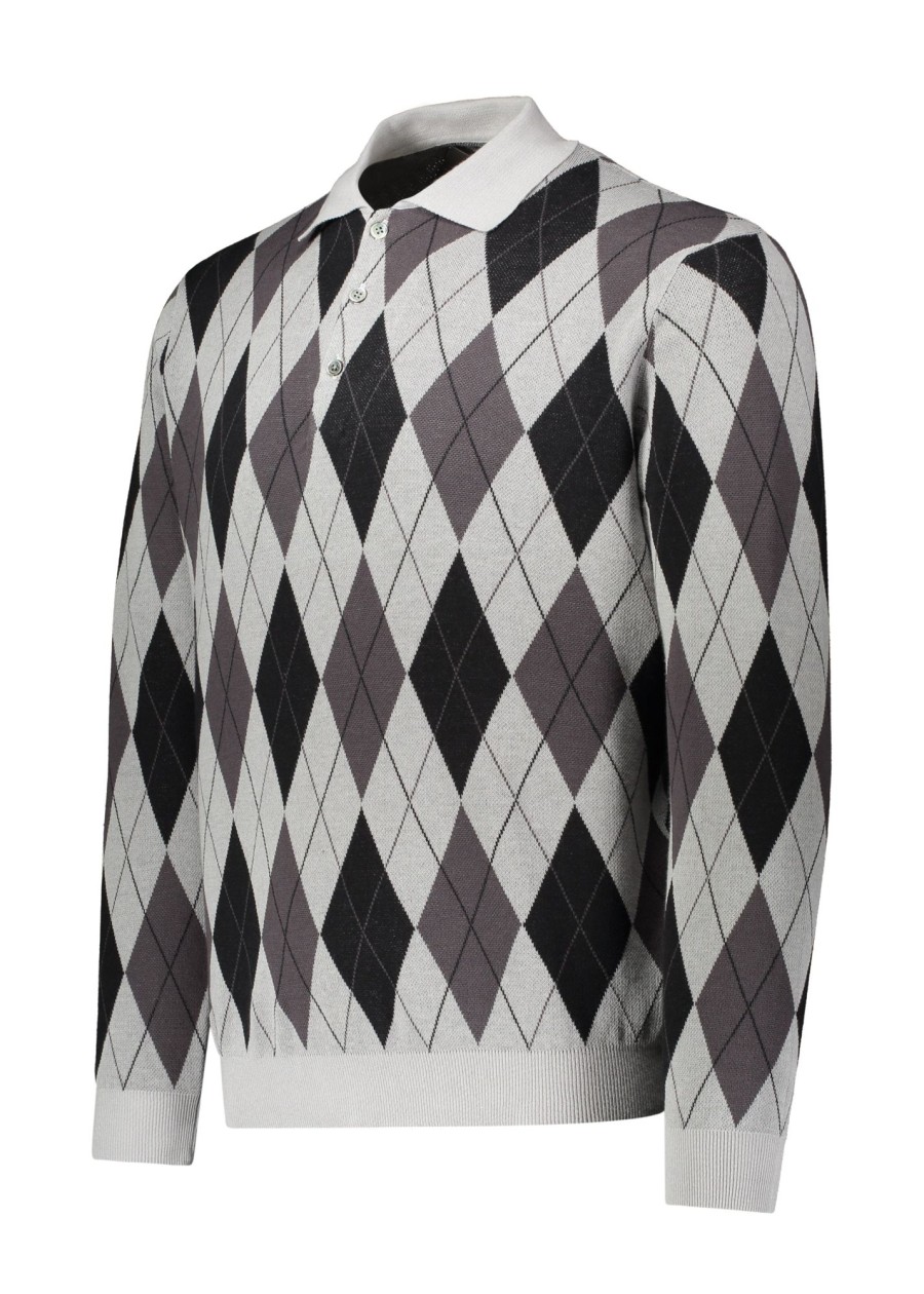 Clothing Beams Plus | Beams Plus Argyle Knit Polo Shirt-Black