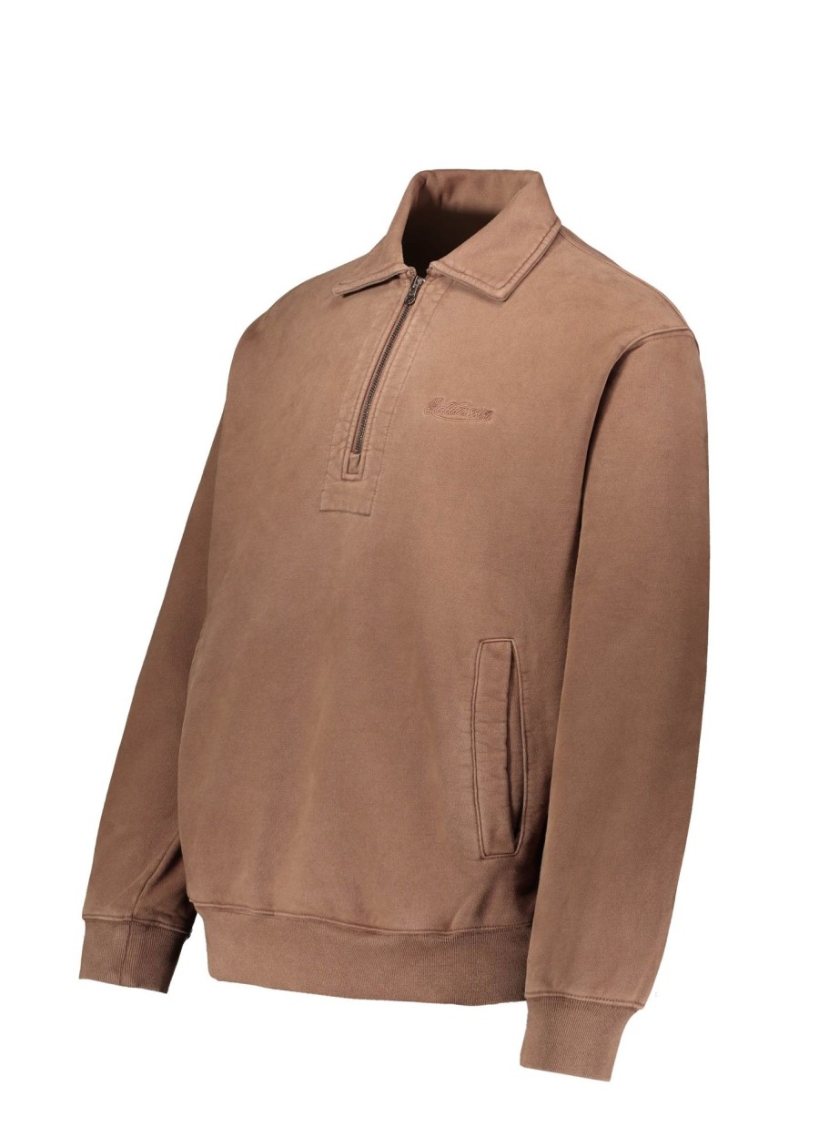 Clothing General Admission | General Admission Lincoln Quarter Zip Sweat-Brown