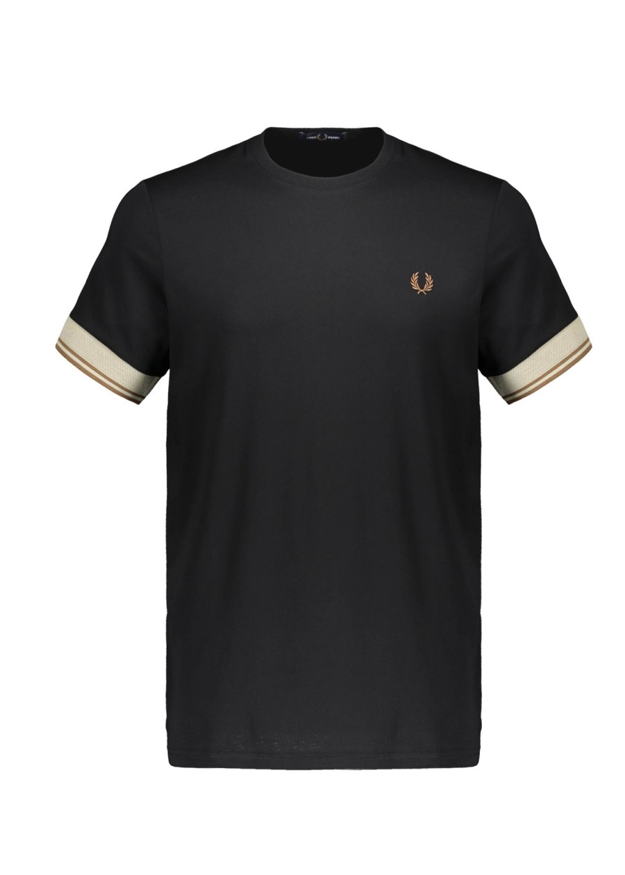 Clothing Fred Perry | Fred Perry Contrast Cuff Tee-Black