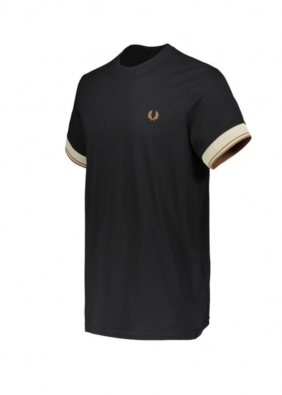 Clothing Fred Perry | Fred Perry Contrast Cuff Tee-Black