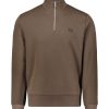 Clothing Fred Perry | Fred Perry Half Zip Sweatshirt-Burnt Tobacco