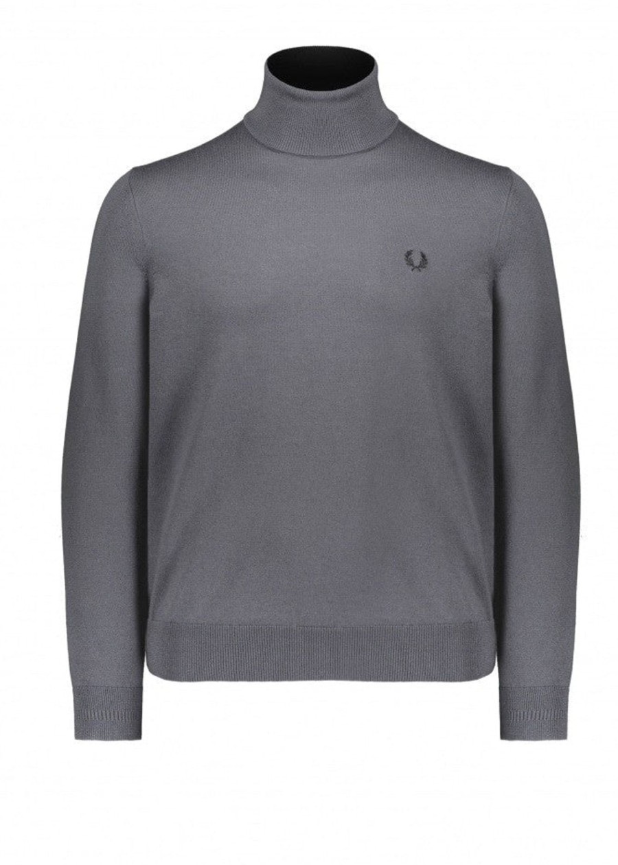 Clothing Fred Perry | Fred Perry Roll Neck Jumper-Gunmetal