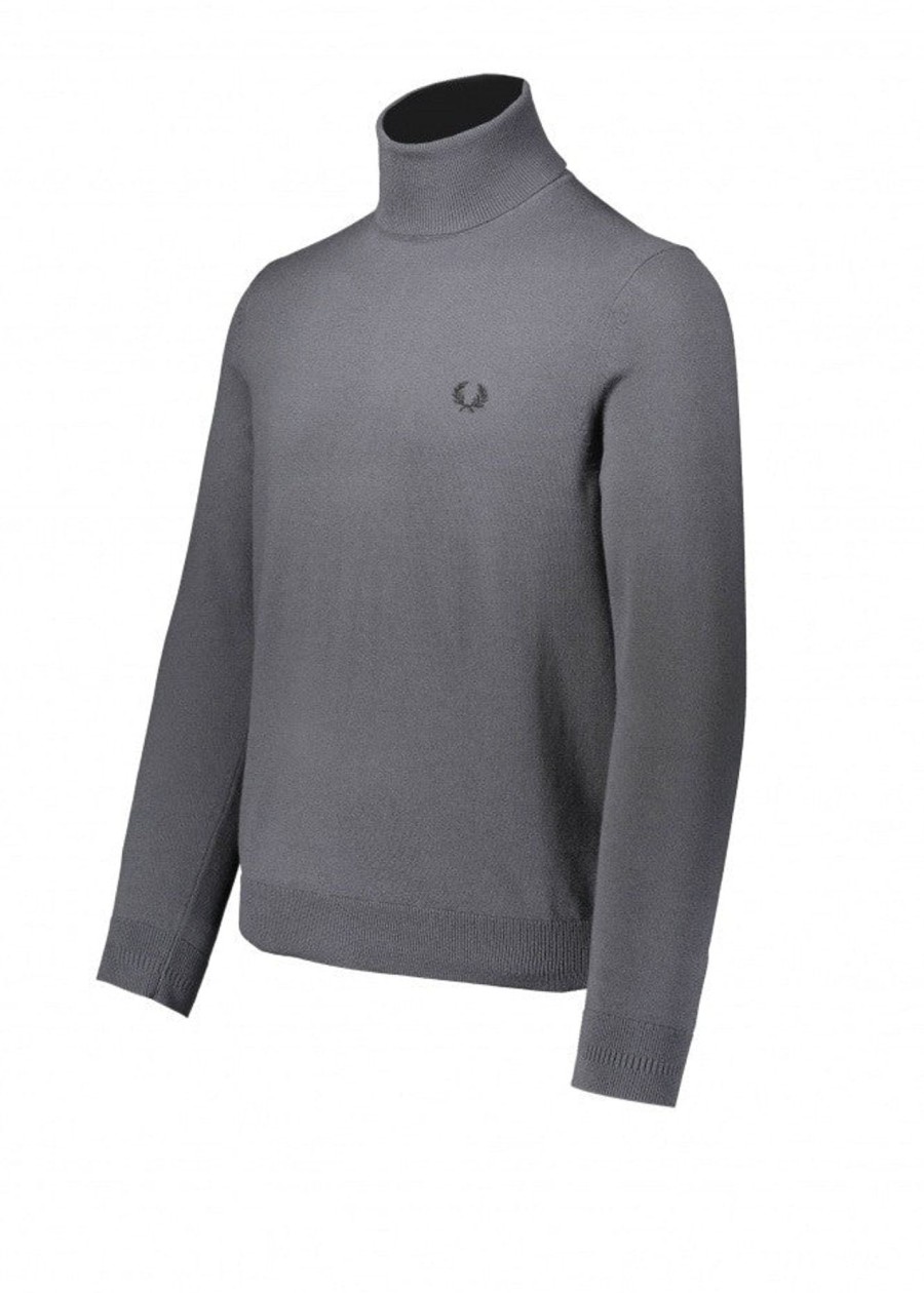 Clothing Fred Perry | Fred Perry Roll Neck Jumper-Gunmetal