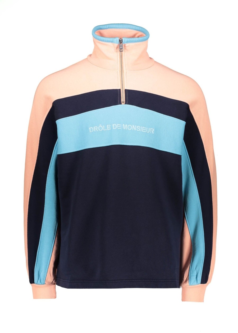 Clothing Drôle de Monsieur | Drole De Monsieur Half Zip Panelled Sweat